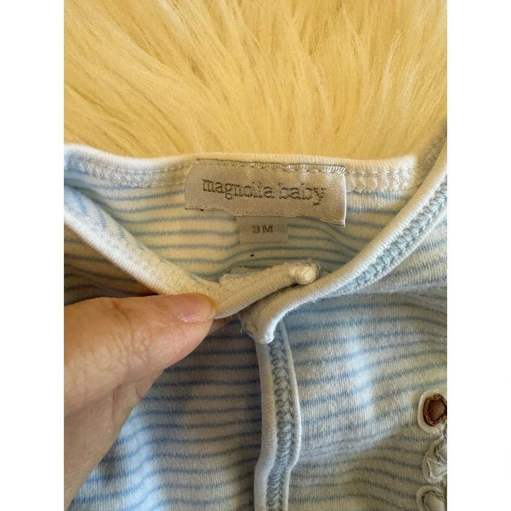 Magnolia baby size 3 month striped blue puppy‎ applique